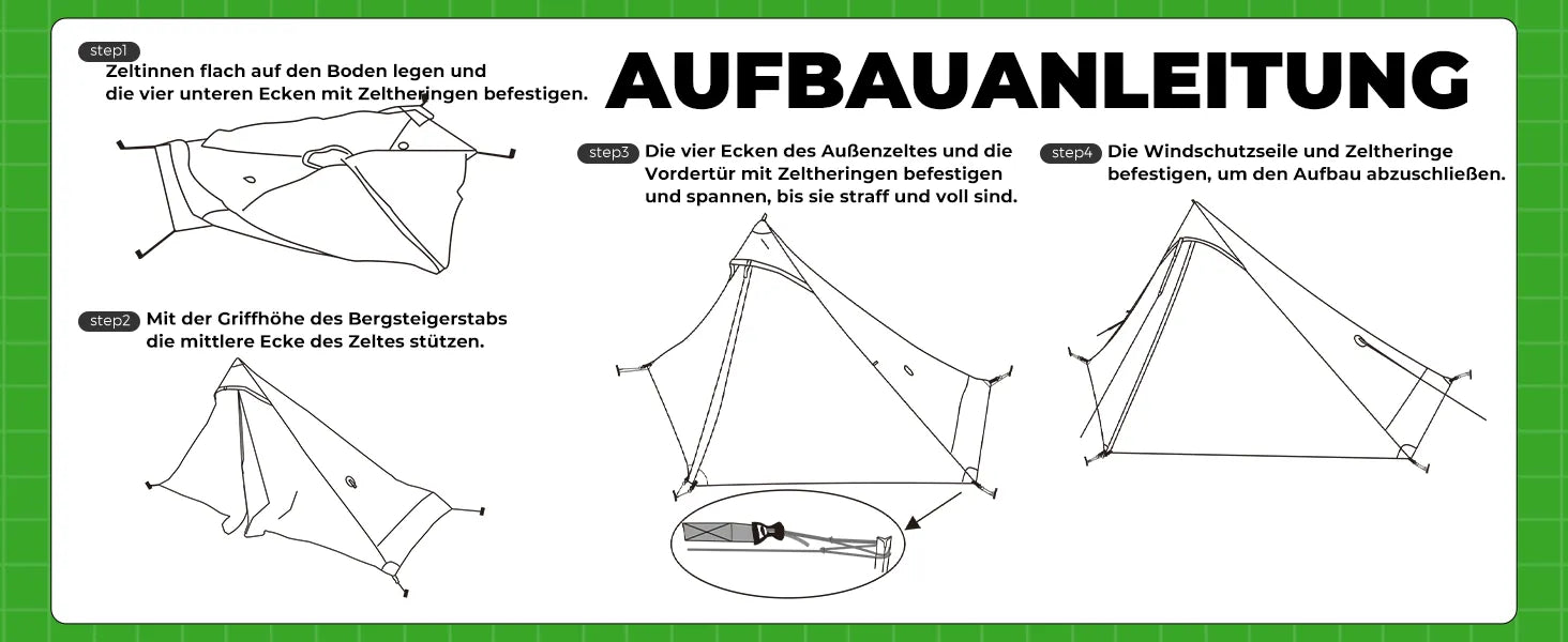 schrittweise zelt aufbauanleitung