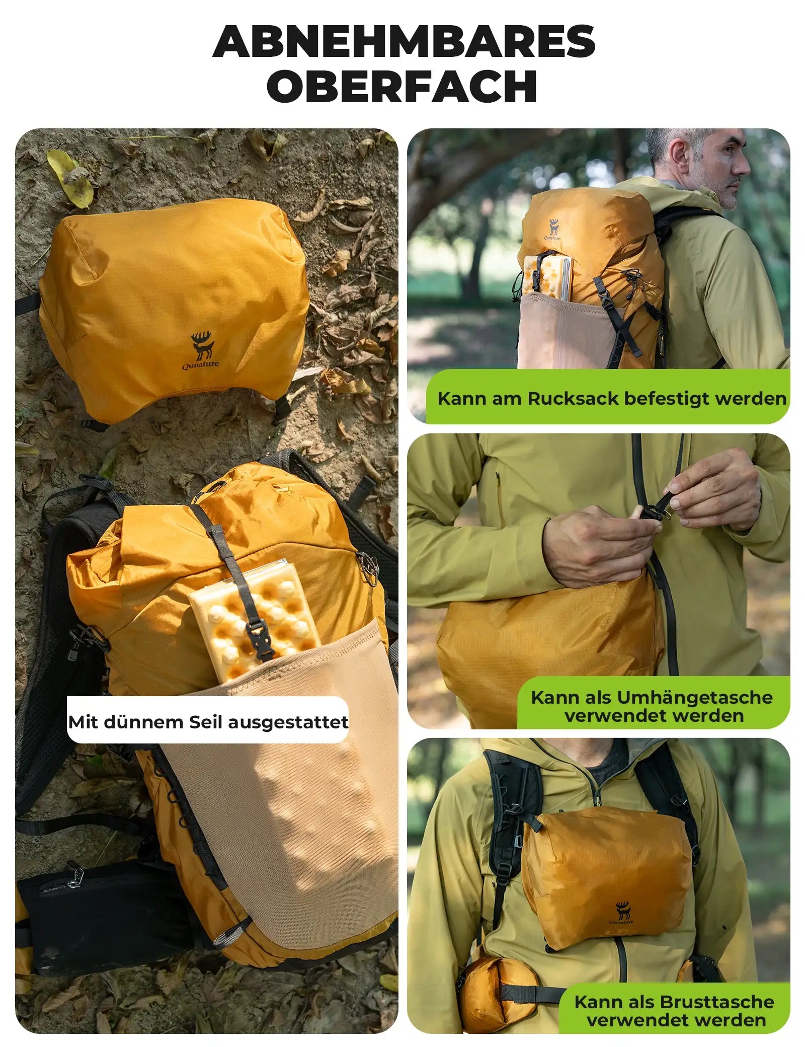 wanderrucksack in oliv und senf farbe für outdoor abenteuer