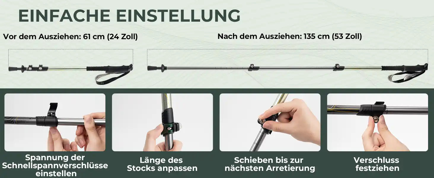 Wanderstock mit einstellbarer laenge, 61 cm bis 135 cm, schritt-fuer-schritt anleitung