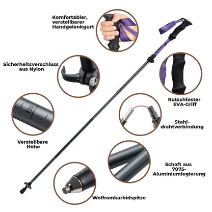 wanderstöcke mit 7075-aluminium, eva-griff und stahldrahtverbindung