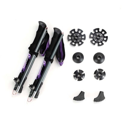 wanderstöcke mit verschiedenen aufsätzen und zubehör