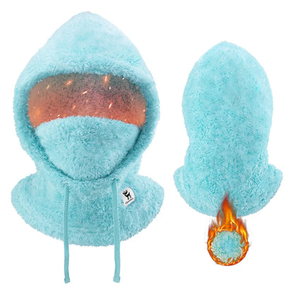 lifestyle-aufnahme des fleece-schlauchschals bei winterlichen outdoor-aktivitäten.
