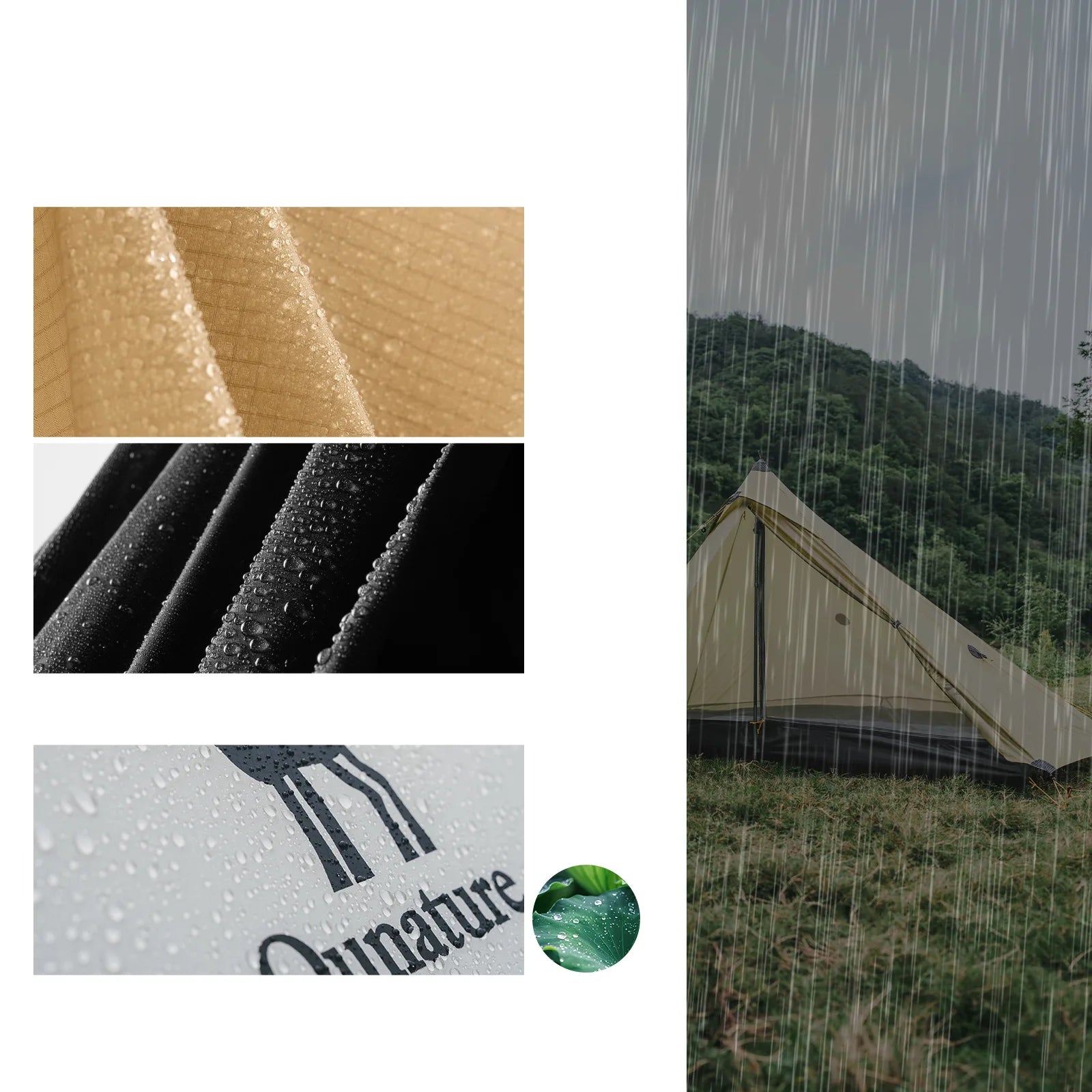 zelt mit wasserdichtem gewebe im regen