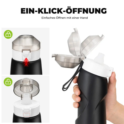 quanture trinkflasche mit ein-klick-öffnung für einhandbedienung