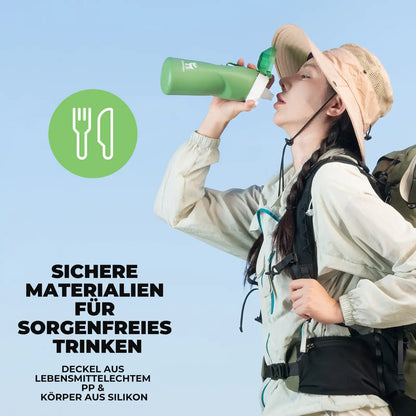 quanture grüne trinkflasche aus lebensmittelechten materialien