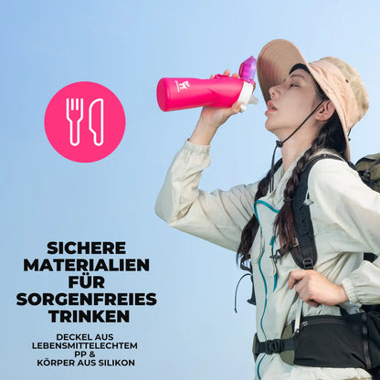 quanture rosa trinkflasche aus lebensmittelechten materialien