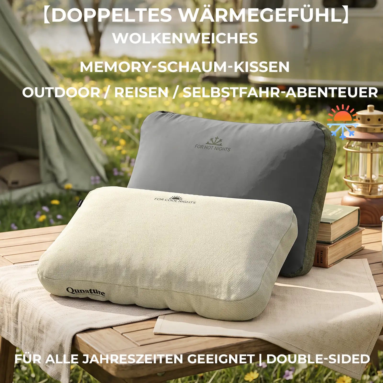 outdoor kissen mit zweiseitigem warm- und kühlgefühl